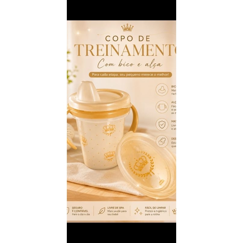 Kit Saboneteira + Copo com Alça e Tampa Principe Dourado