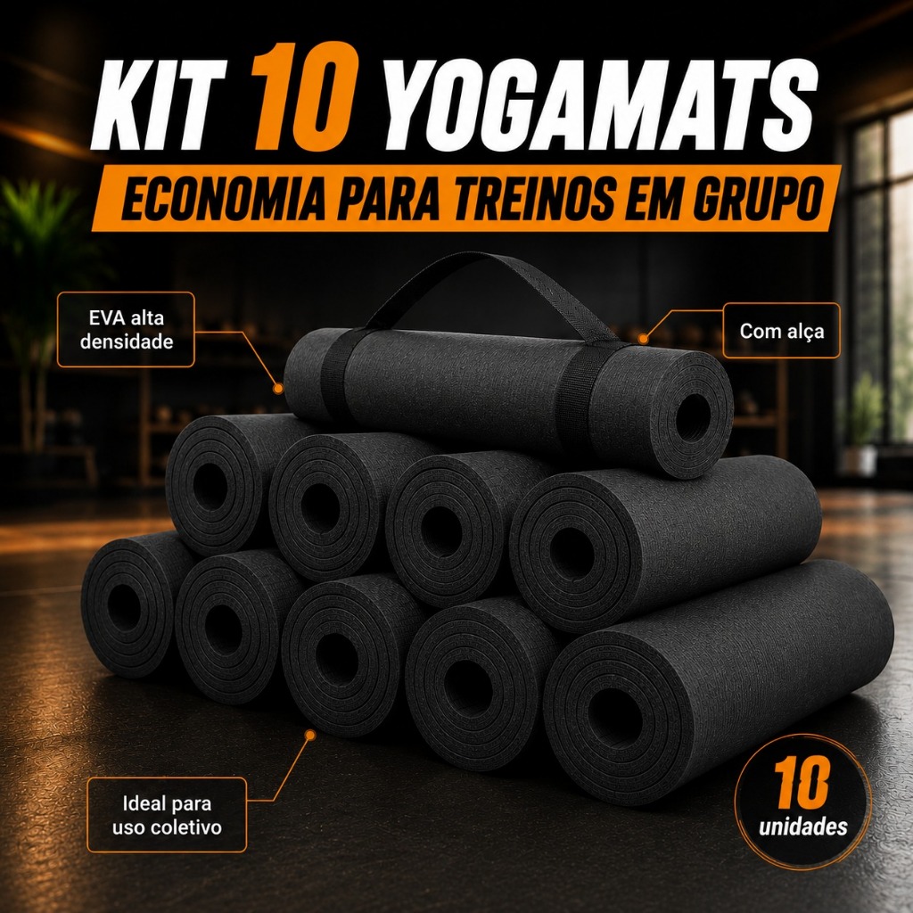 Kit 10 Tapete Yoga Mat 1,70mx55cmx5mm Colchonete Tatame Exercício em Casa