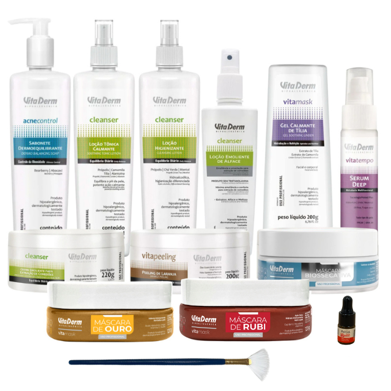 Kit Limpeza de Pele Profissional Vita Derm Completo