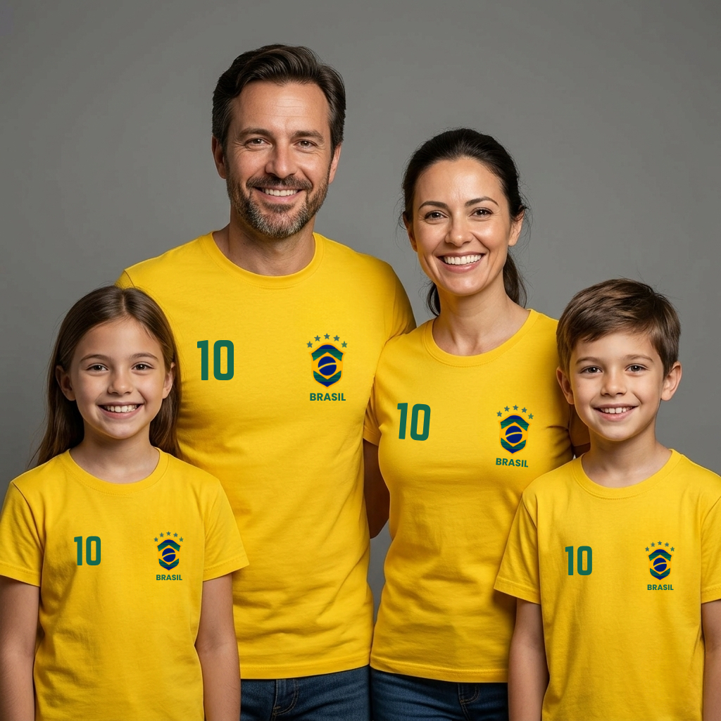 Camisa do Brasil Camiseta Blusa Masculina Feminina Infantil Estampada 100% Algodão