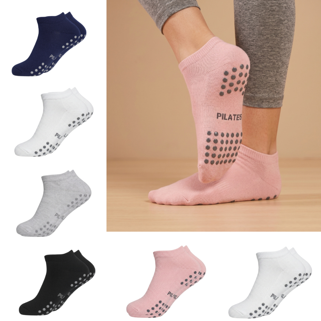 Kit 6 Pares Meias Antiderrapantes Pilates Yoga Hidroginástica Esportiva Algodão 