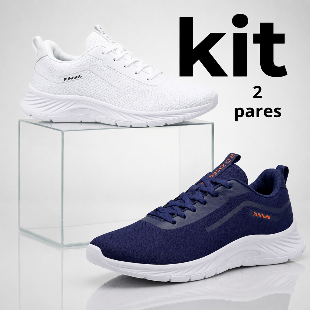 Kit 2 Tênis Masculino Feminino Esportivo Academia Ginástica Caminhada Corrido Confortável e Macio