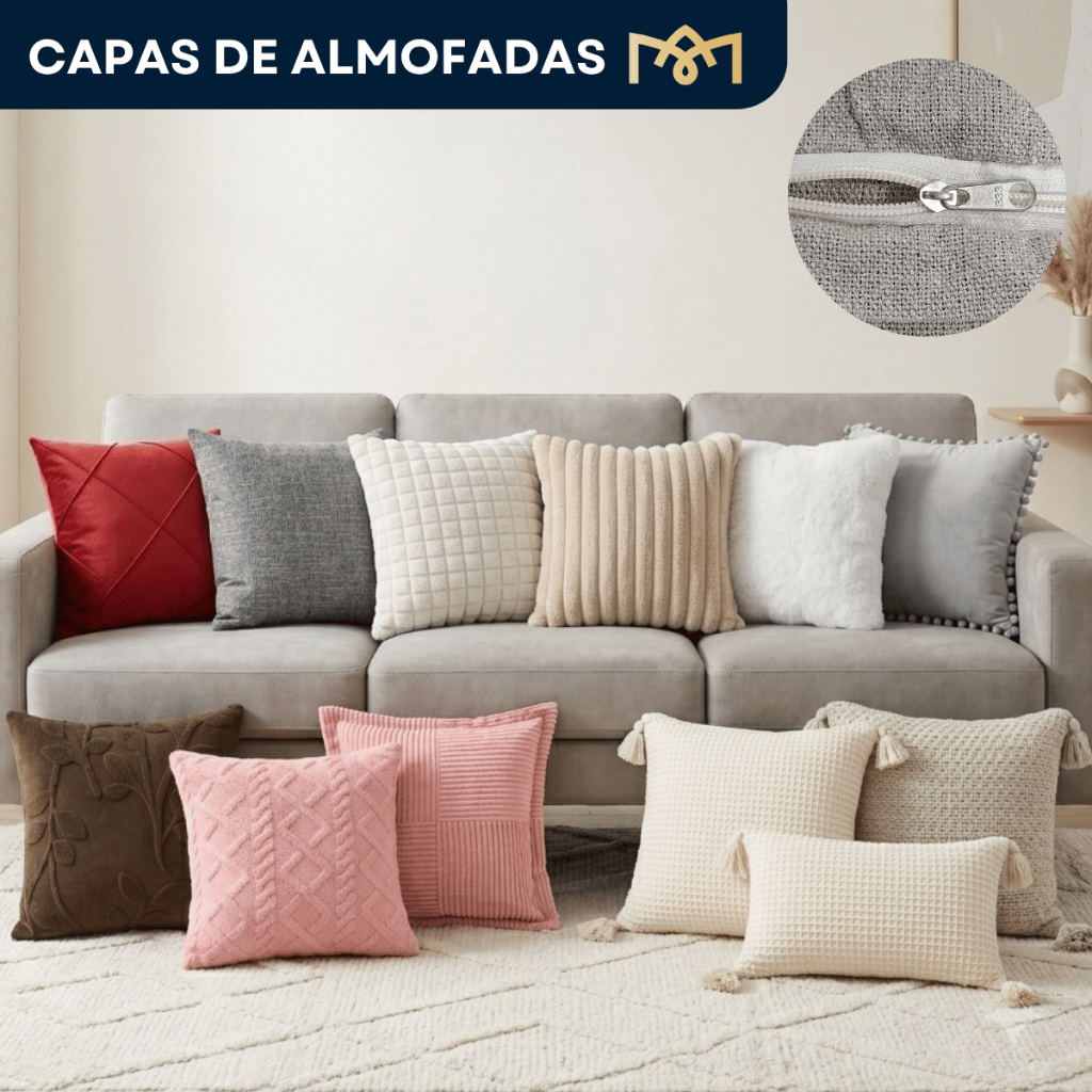 Kit 2 Capas de Almofadas Tecido Suede e Pelucia Soft Aveludada Decorativa Cama, Sala, Sofá C/ Zíper