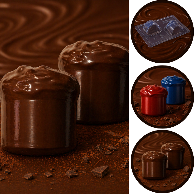 1~5 Forma Porto Com Silicone (3 partes) Para Chocolate CHOCOTONE P – CÓD 82 (CHOCO)