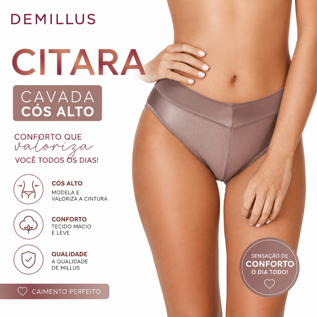 Calcinha Citara Cavada Demillus Tanga Cós alto 26065