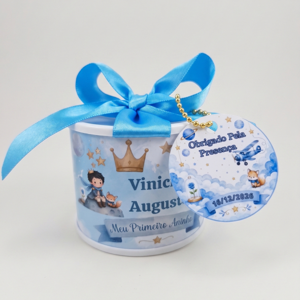 Kit Lembrancinha Mini Tubolata Personalizada Pequeno Príncipe 5x6 Chá de Bebê Maternidade Aniversário