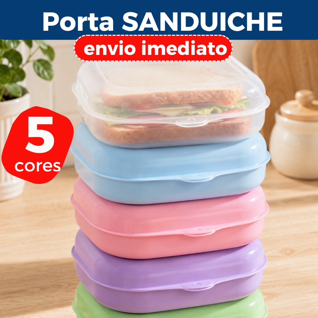 Porta Lanche Sanduiche Para Lancheira Escolar Ou Organizador Marmita E Almoço No Trabalh