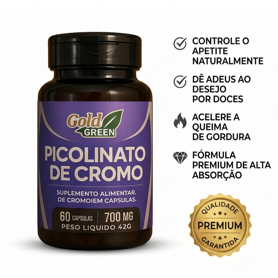 Picolinato de Cromo | Anti Compulsão Alimentar | Equilibra Glicose e Reduz Vontade de Doces | 1 Cápsula ao Dia