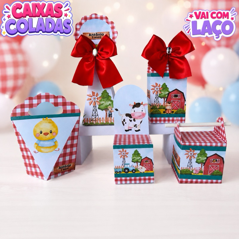 Kit Caixas Fazendinha Personalizados/Lembrancinha de Festa/Aniversário/Lembrancinha Festa Infantil