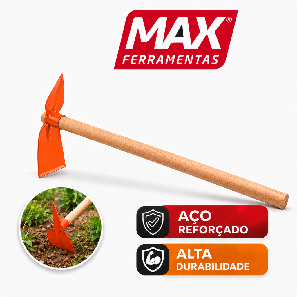 Enxadinha Sacho Coração 60cm Cabo Machadinha Max Enxada Inchada Jardinagem Sachola Guatambu