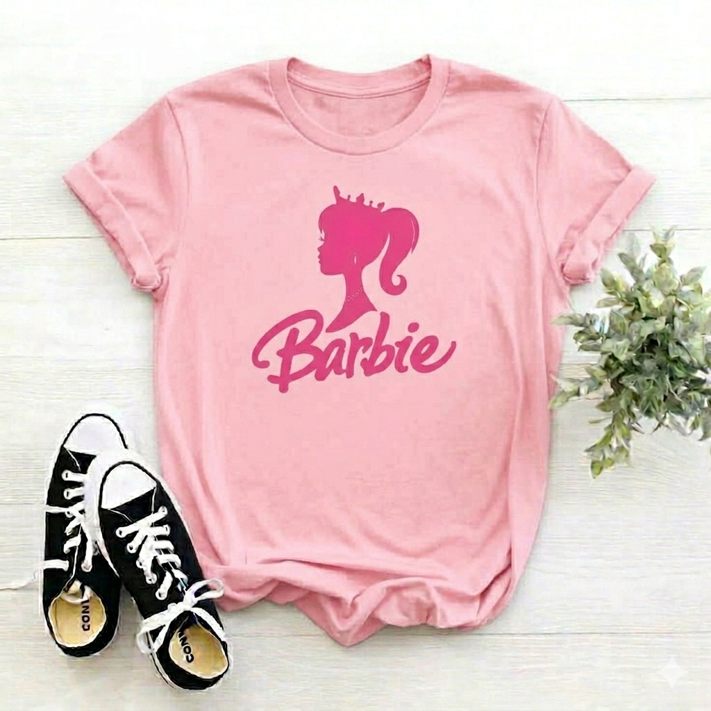 Camiseta T- Shirt Camisa Estampada Barbie Minimalista Blusinha Feminina Básica Estilosa Moderna Promoção Envio Rápido