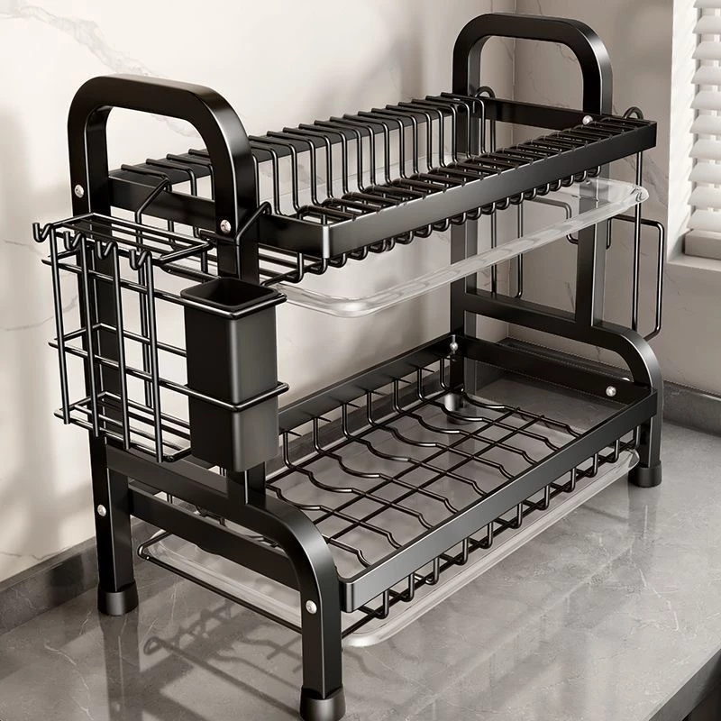Escorredor Kitchen Rack Aço Inoxidável Organizador Louça Preto Pia Kitchen Rack Aço Ino