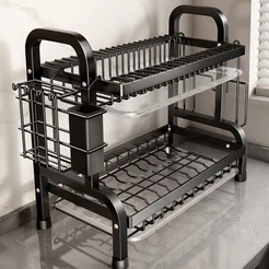 Escorredor Kitchen Rack Aço Inoxidável Organizador Louça Preto Pia Kitchen Rack Aço Ino