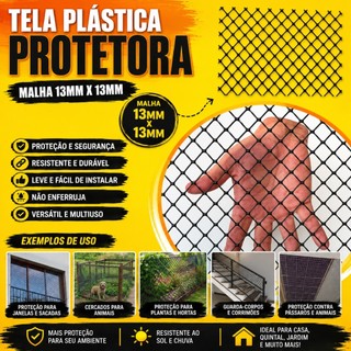 Tela Plástica Proteção Para Gatos, Jardim, Horta, Animais, Janelas, Escadas e Telhados | 1m e 1,5m