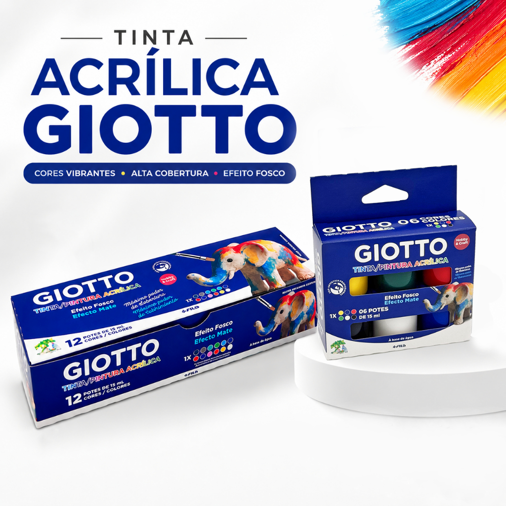 Tinta Acrílica Giotto Fosca Kit 6 12 cores Pintura Ceramica Artesanato Papel Tela Madeira