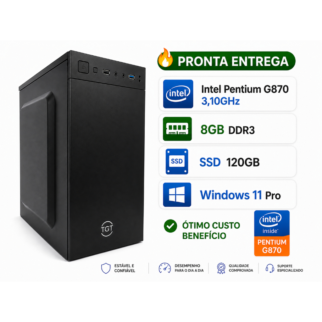 CPU intel i3/ i5/ i7 ou g870 3.10ghz | 8GB RAM / ssd 120gb / 500GB | ideal para trabalho e Escritório