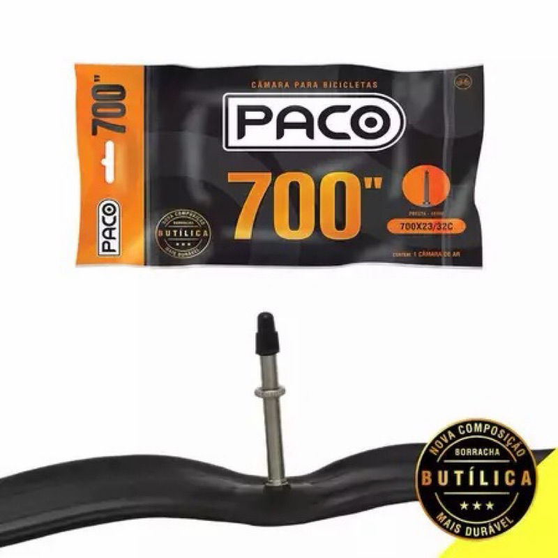 Par de Câmara Ar 700 Bike Speed Presta 48mm 23 a 32c Alta Resistência Longa Duração - PACO