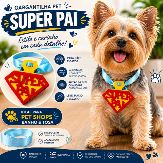 Gargantilha Pet Dia Dos Pais Lacinhos Pet Cachorrinho Cores Variáveis Para Cães E Gatos, Gravata Pet
