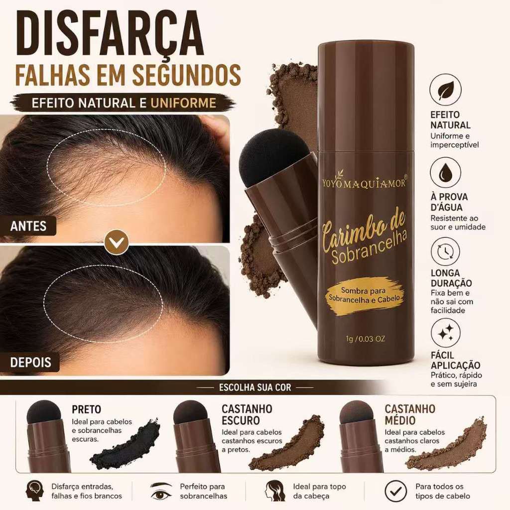 Linha do Cabelo Carimbo Sobrancelha Corretivo em Pó Castanho Escuro À Prova D'Água