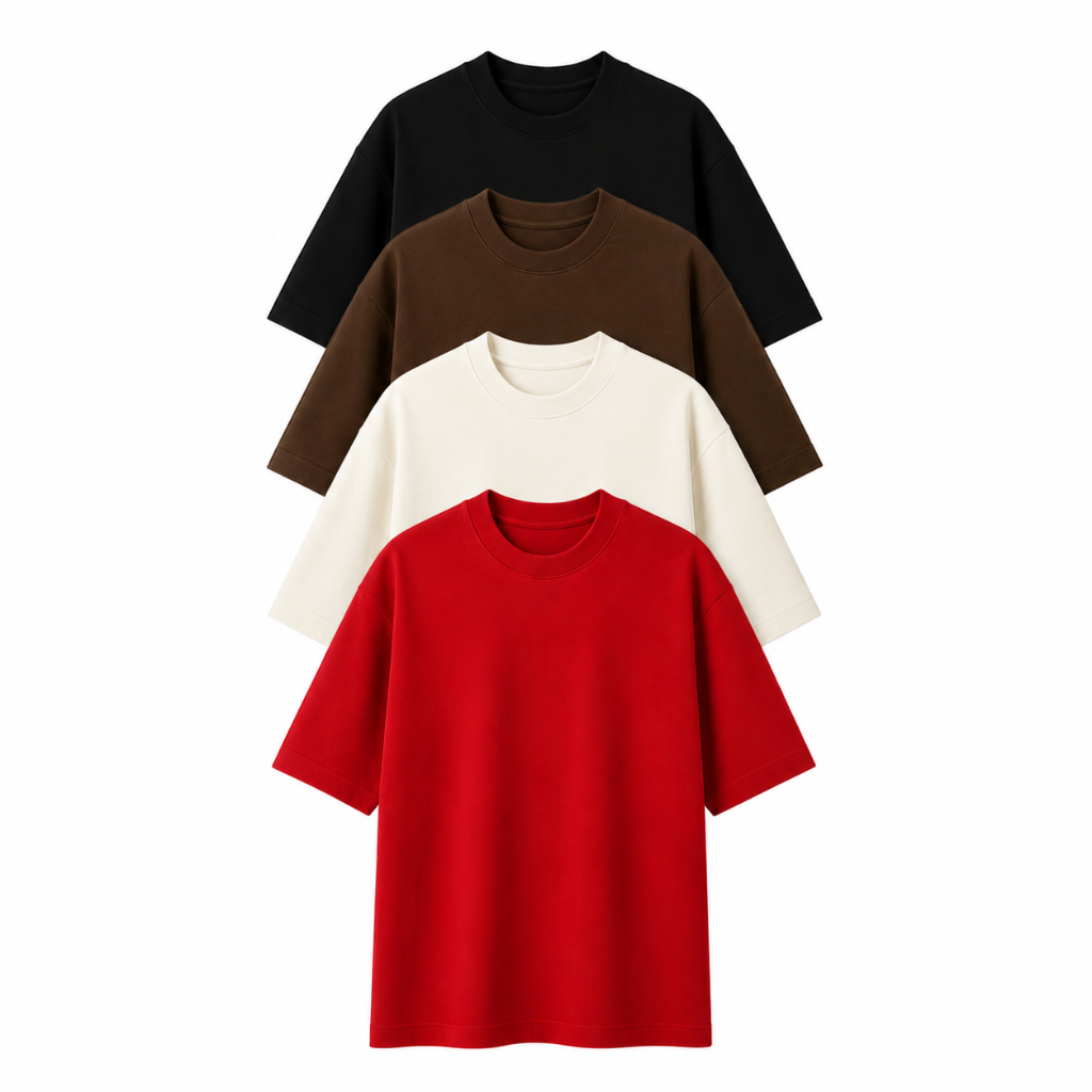Kit 4 Camiseta Oversized Heavy  Premium Lisa Streetwear Masculina