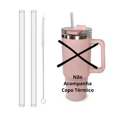 Canudo de Silicone para copo termico com escova de limpeza