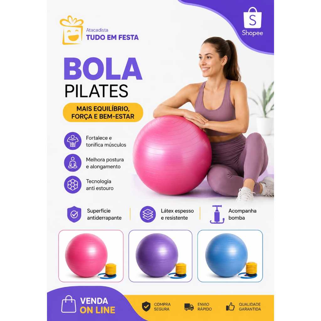 Bola Yoga Suiça Pilates Abdominal Gym Ball Azul 55cm Bomba Grátis