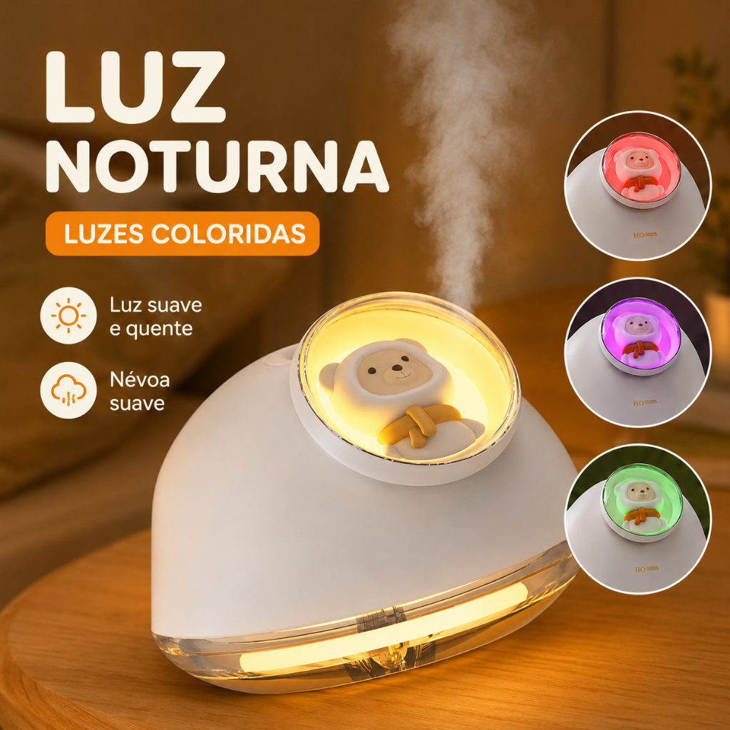 Umidificador de Ar Portátil 160ml com LED Colorido USB-C Difusor Aromatizador