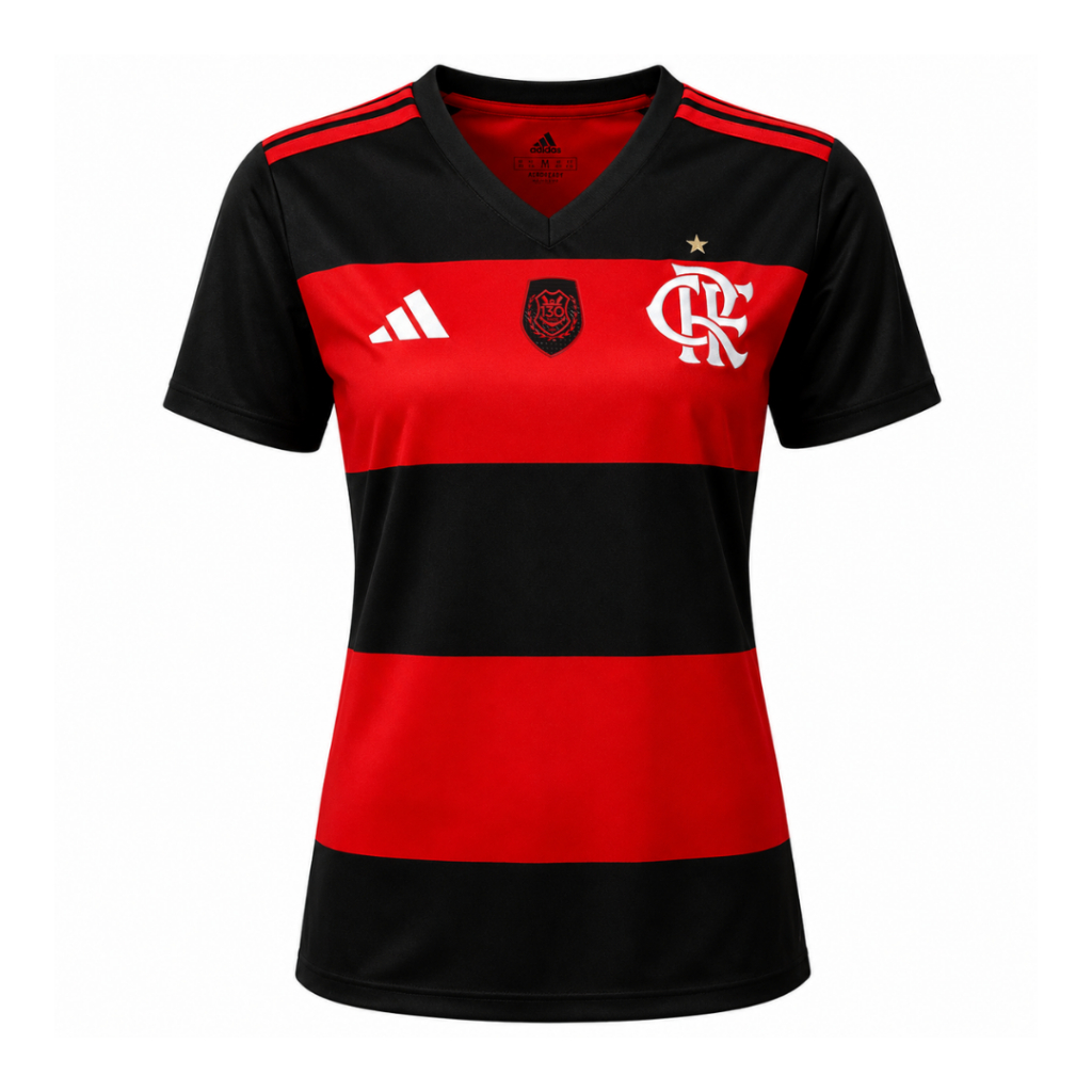 Manto Flamengo Feminina Fanshirt Jogo 1 Adidas 2026 + Patch 130 Anos