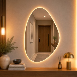 Espelho Orgânico Decorativo com LED S/ Fio Luz Fria E Quente