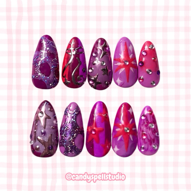 Press on nails twilight sparkle my little pony unhas postiças reutilizáveis (Tamanho P)