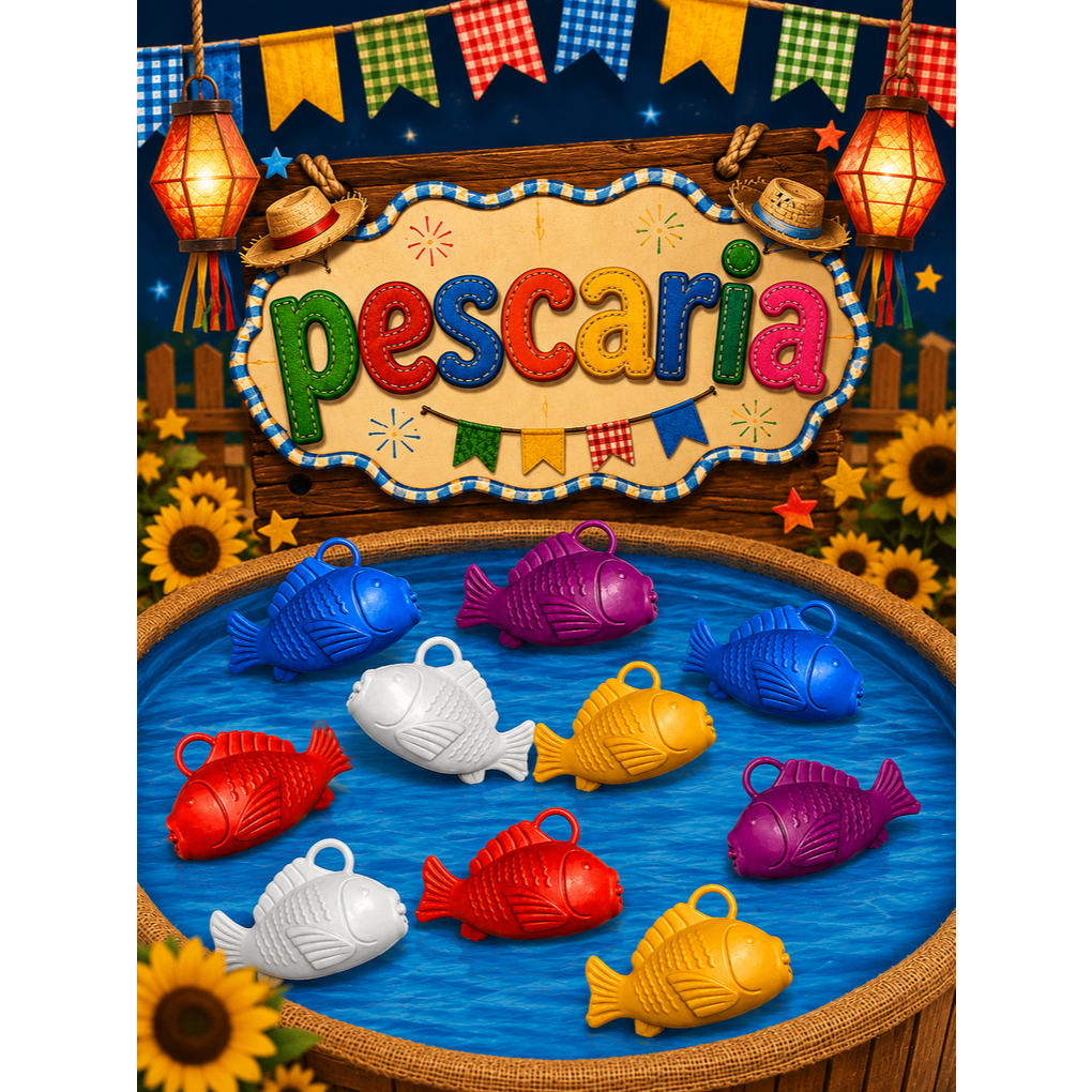 Kit 10 a 50 Peixinhos Coloridos Pescaria Infantil Festa Junina Prenda