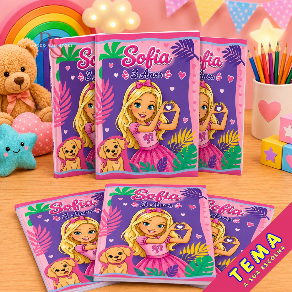 Livrinho de Colorir Barbie Jardim Encantado Stitch e Angel Branca de Neve Entre outros Tema Livre