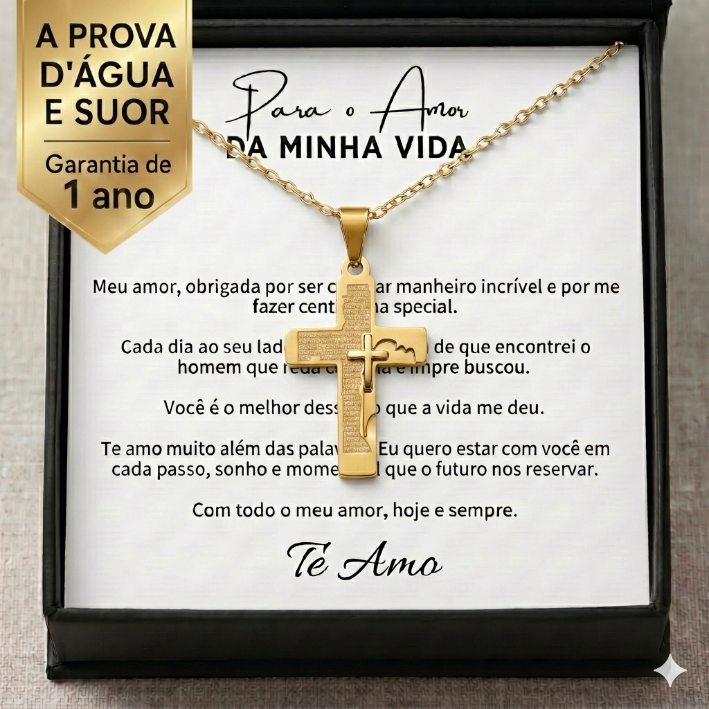 Presente Namorado ou Marido Corrente Masculina  - Colar + Embalagem + Mensagem