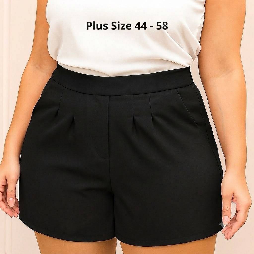 Bermuda Crepe Feminina Plus Size Cintura Alta Modelagem Perfeita e Tecido Premium