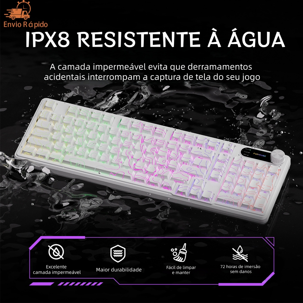 Teclado Gamer Semi Mecânico RGB Silencioso Teclas Macias para Escritório e Jogos