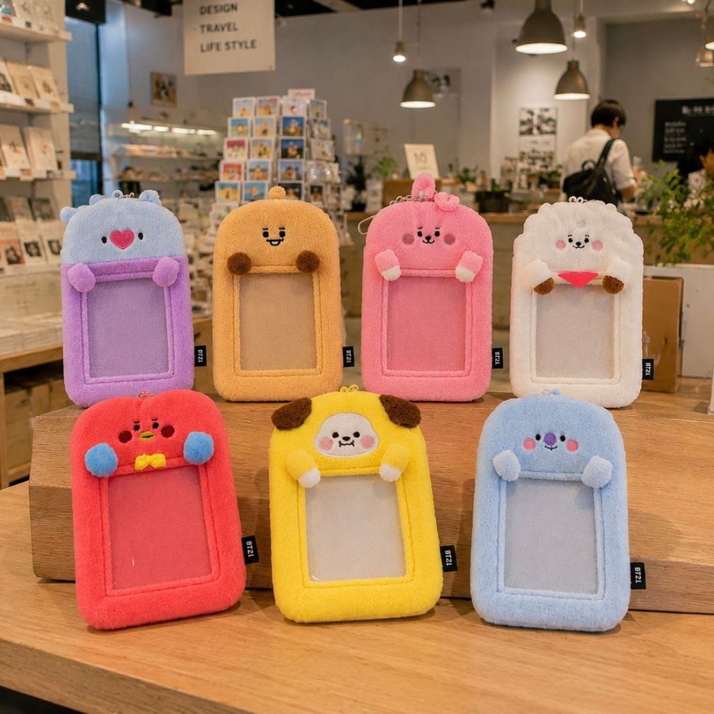 Chaveiro BT21 Pelúcia Porta Cartão Photcard Idol Kpop BTS Stray Kids Ateez Coreia Moda Acessório Bolsa Mochila