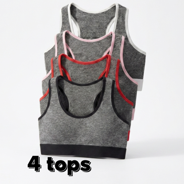 Kit 4 Top Feminino Academia Suplex Sem Bojo Alta Sustentação Para Treino