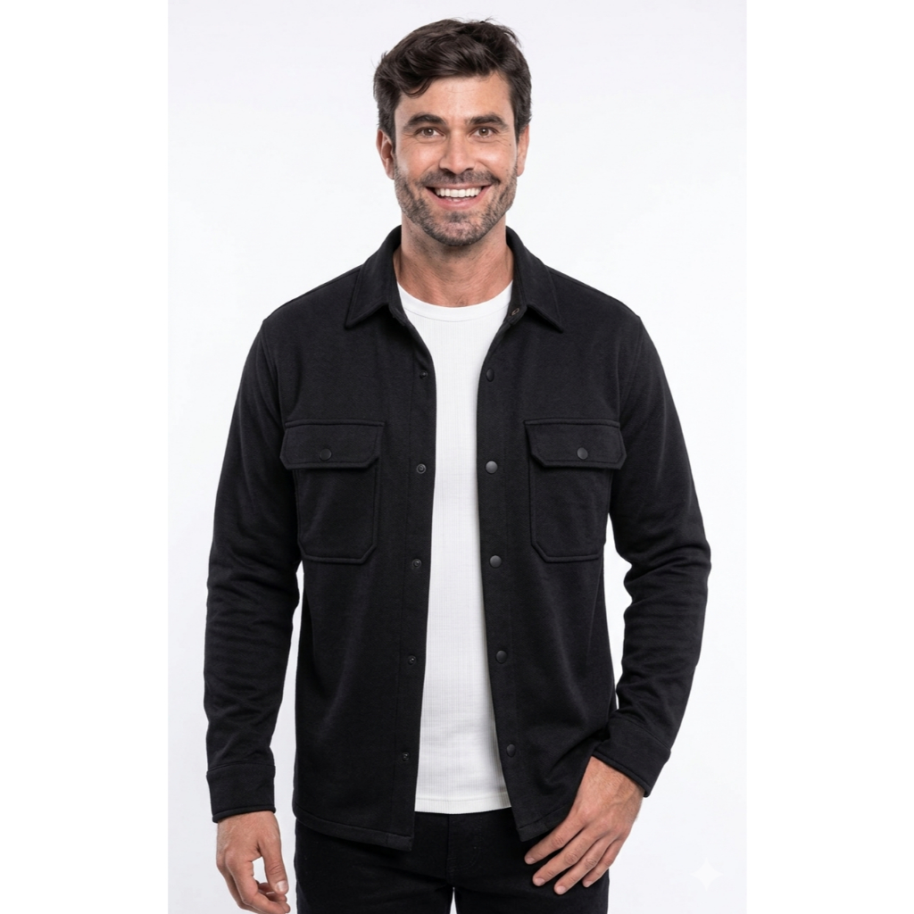 Camisa Jaqueta Masculina Sarja Moderna Premium Streetwear Inverno Slim Algodão Casual Confortável