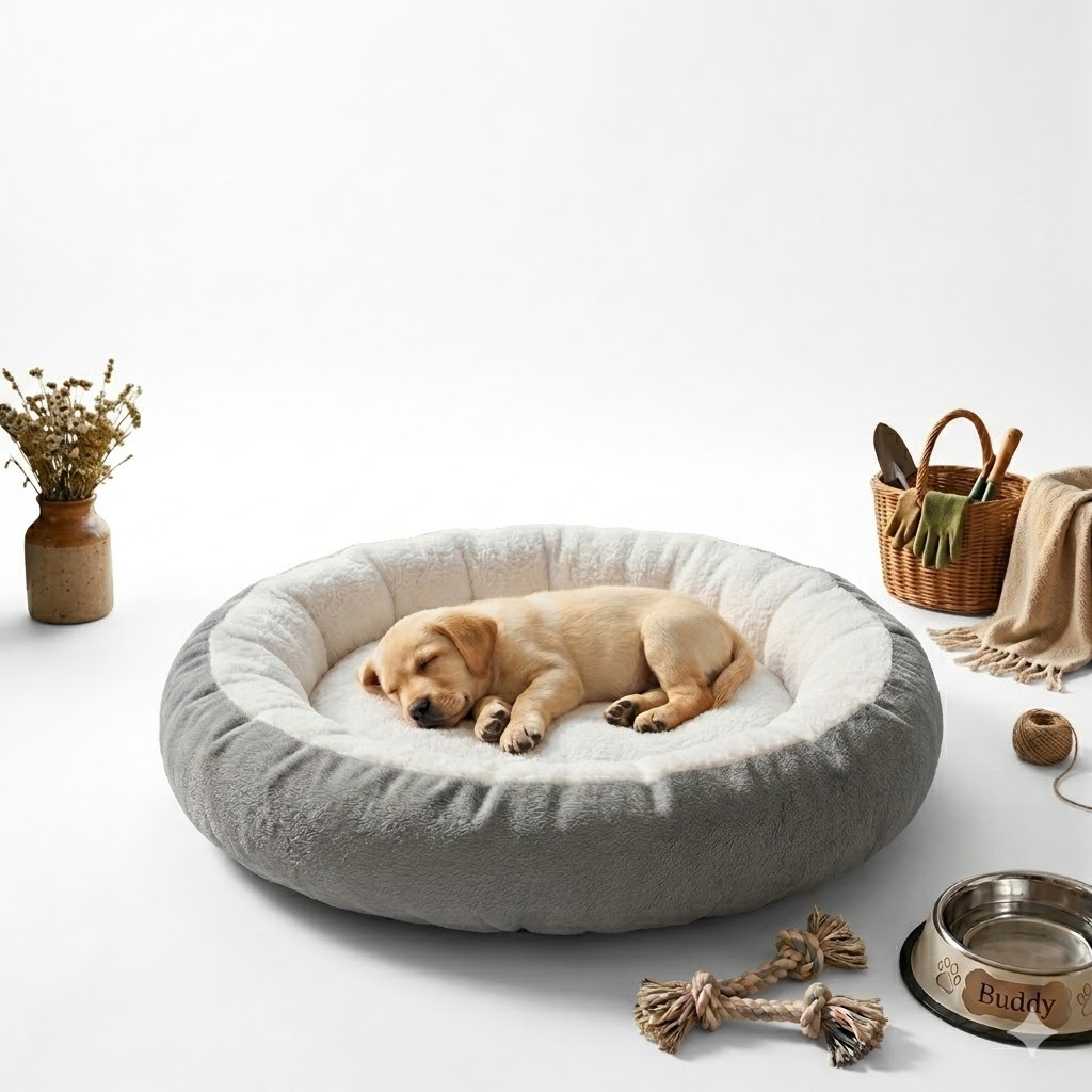 Cama Pet Caminha Redonda Nuvem Pelúcia Cachorro Gato 70 X 70 Cinza