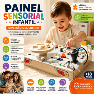 Painel Sensorial Infantil Montessori Busy Board Educativo clip-icon Painel Sensorial Infantil Montessori Busy Board Ed.