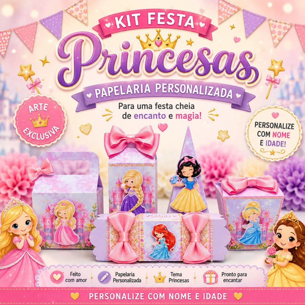 Personalizados As Princesas da Disney (PEGUE E MONTE) | Kit Festa Personalizadas Lembrancinhas e Mimos