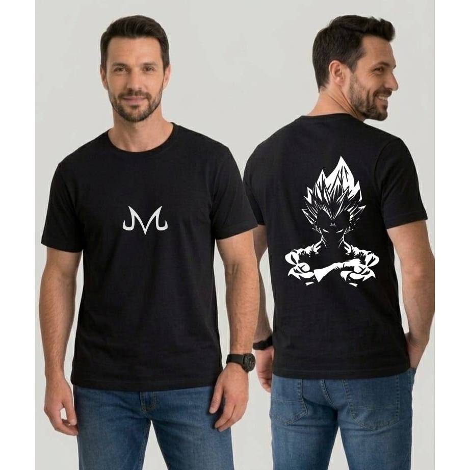 Camiseta Camisa unissex masculina feminina Vegeta MajinBoo Musculação 100% Algodão Streetwear Treino Academia