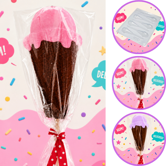 1~10 Forma Simples Pirulito Casquinha Cone 368 - (C9)em Acetato BWB P Bombom, Doce, Chocolate Páscoa (CHOCO)