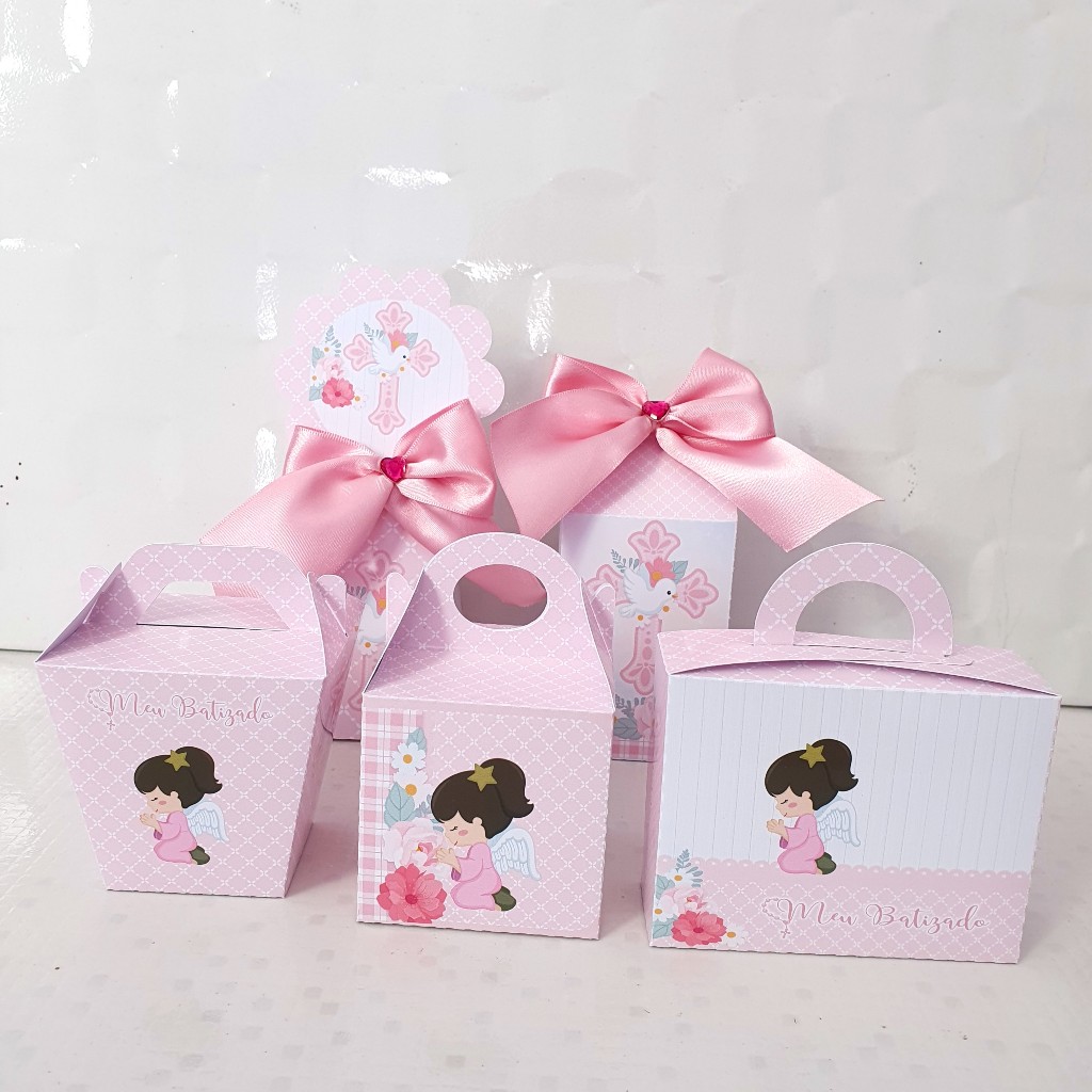 Kit Festa Batizado Menina Luxo Personalizado PEGUE E MONTE | Lembrancinhas em Caixinhas para Aniversário Infantil
