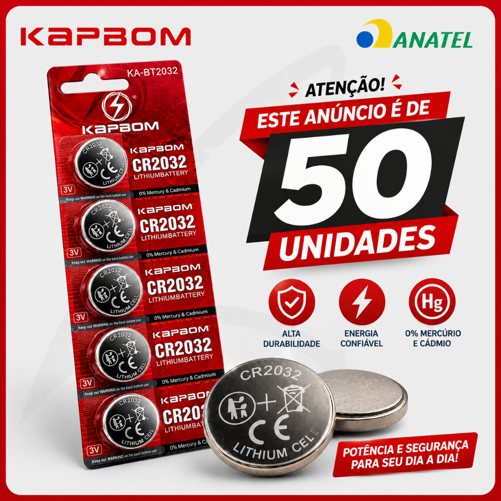 50 Pilhas Bateria Redonda Cr2032 3v Controle Relógio Chave