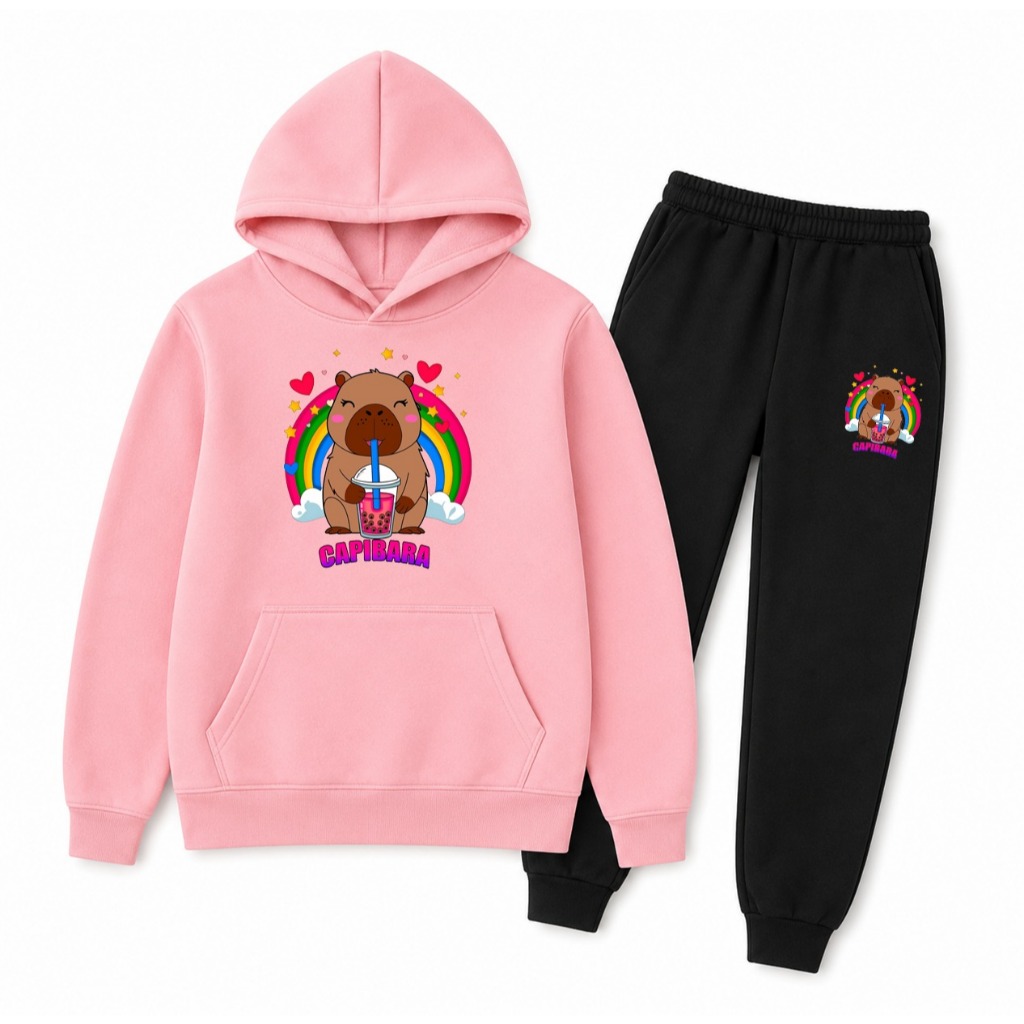 Conjunto Moletom Infantil Feminino Quentinho Inverno Punho Ou Flare Moletom Grosso Flanelado