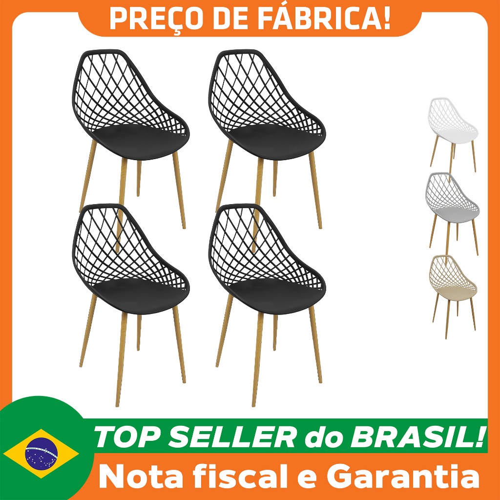 Kit 4 Cadeiras Cleo Cloe Clarice Web Jardim Assento Polipropileno