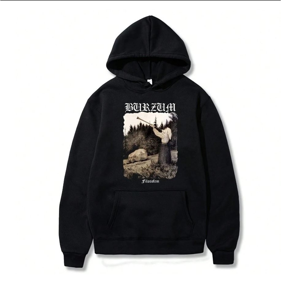 Moletom Canguru unissex Burzum Filosofem album banda black metal musica adulto Flanelado Inverno Capuz Quentinho Casaco