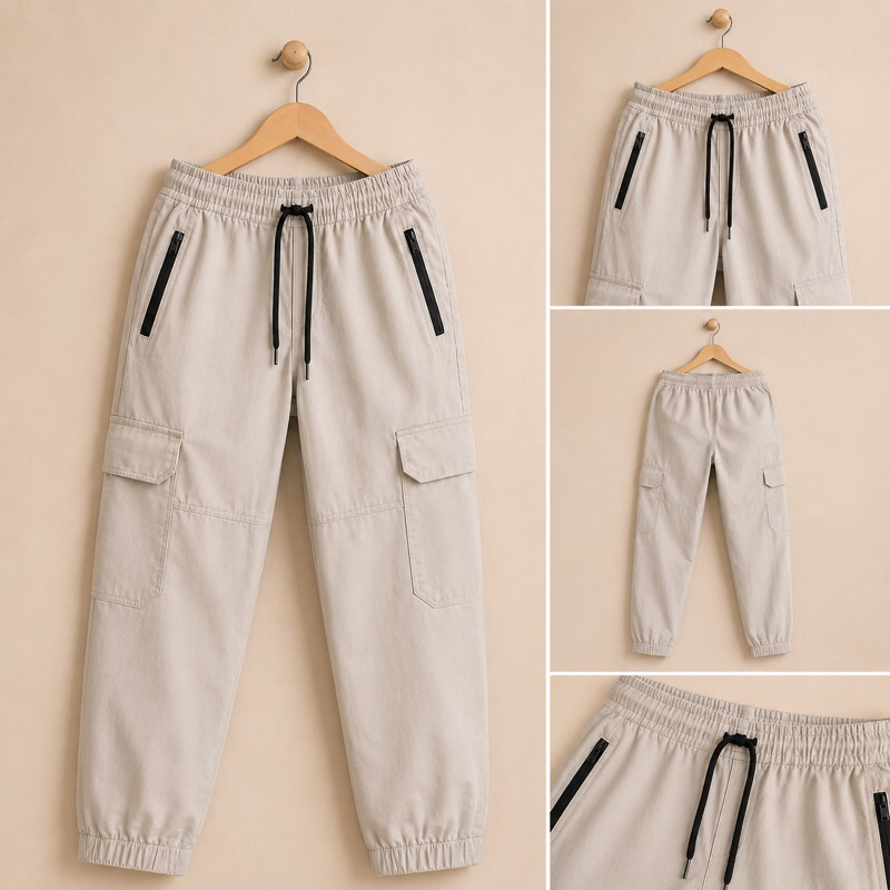 Calça Cargo Jogger Juvenil Menino 8 a 16 Anos Cós Elástico com Cordão Confortável