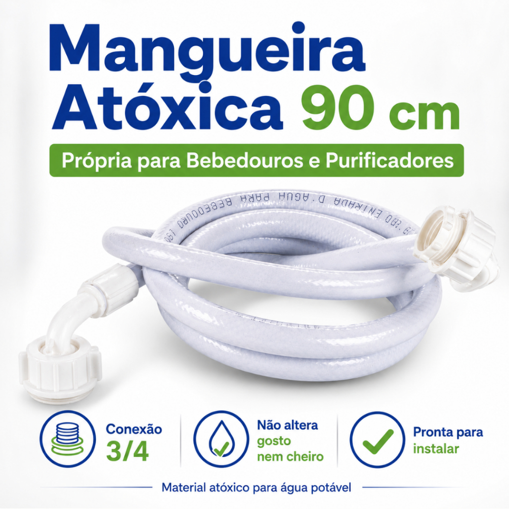 Mangueira Entrada 0,90 cm 3/4 Bebedouro Filtro de Agua Atoxica Similar Purificador Diversas Marcas